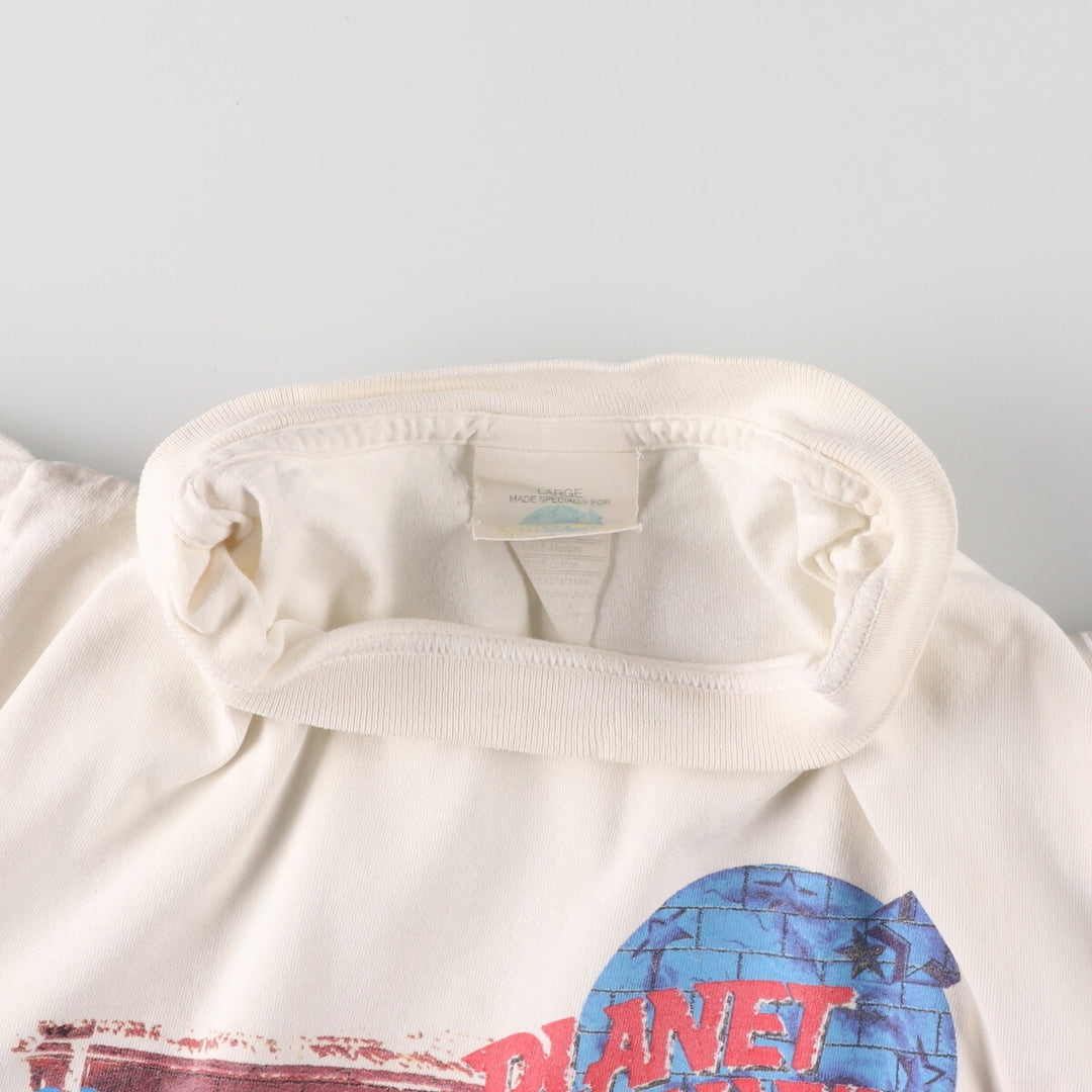 90'S PLANET HOLLYWOOD Advertising T-shirt, Made in USA, Men's L size, Vintage cotton white type Vintage Second Hand