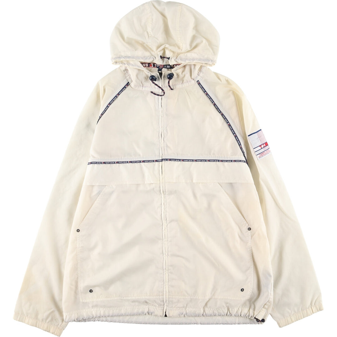 90'S Tommy Hilfiger nylon parka, men's size L, vintage Nylon white type Vintage Second Hand