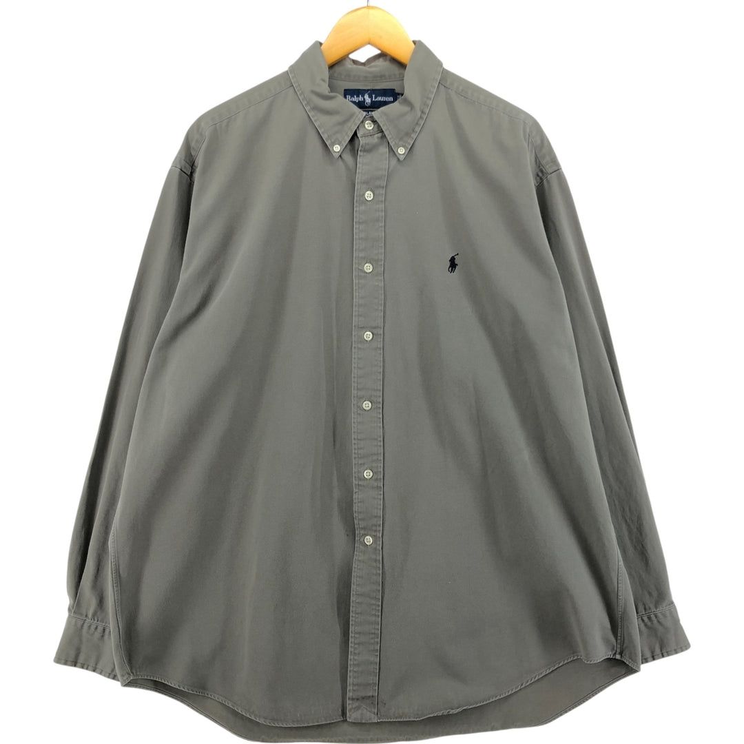 Ralph Lauren BLAKE long sleeve button down shirt, men's XL size cotton Khaki type Vintage Second Hand