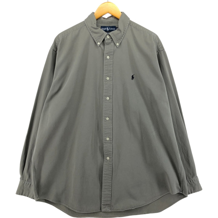 Ralph Lauren BLAKE long sleeve button down shirt, men's XL size cotton Khaki type Vintage Second Hand