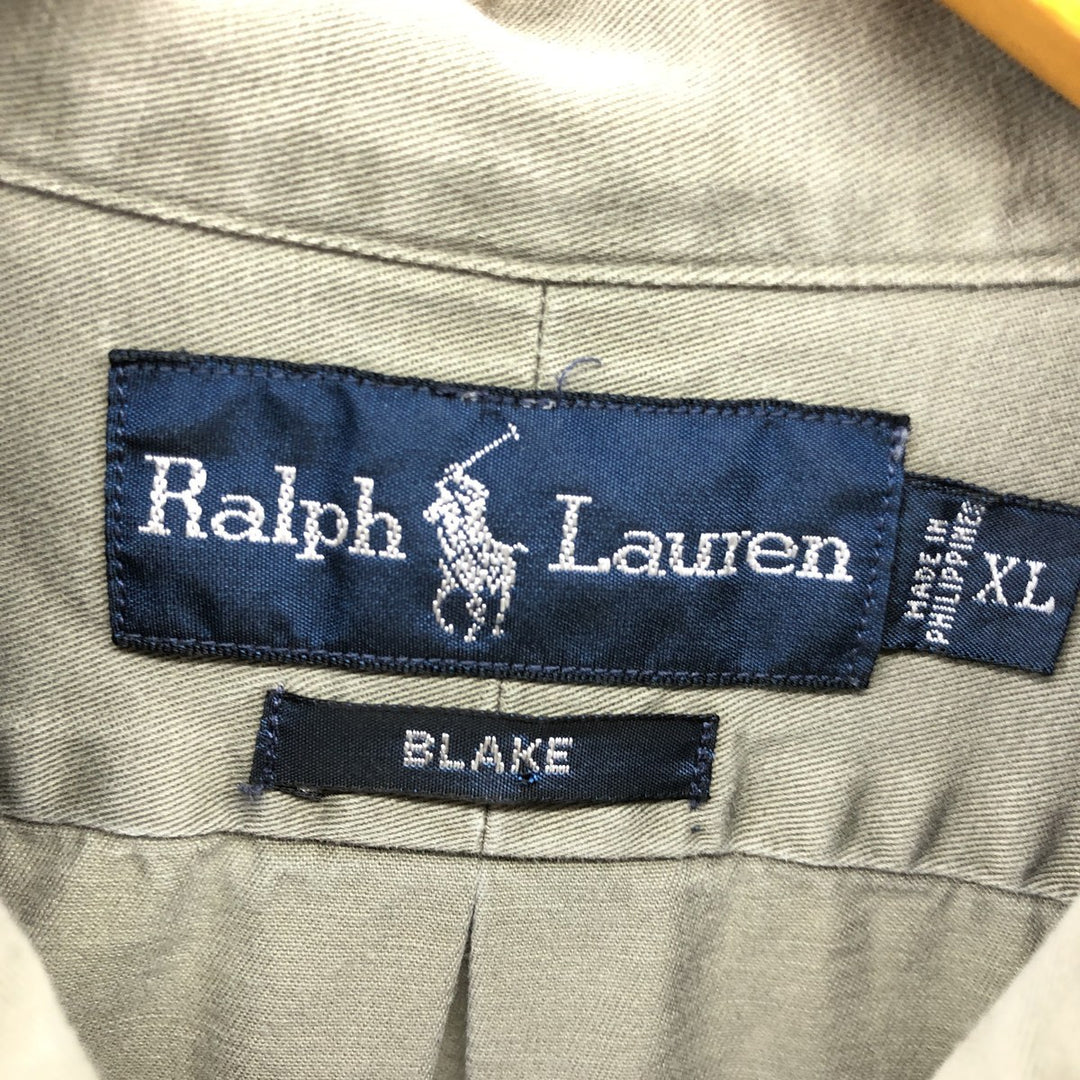 Ralph Lauren BLAKE long sleeve button down shirt, men's XL size cotton Khaki type Vintage Second Hand