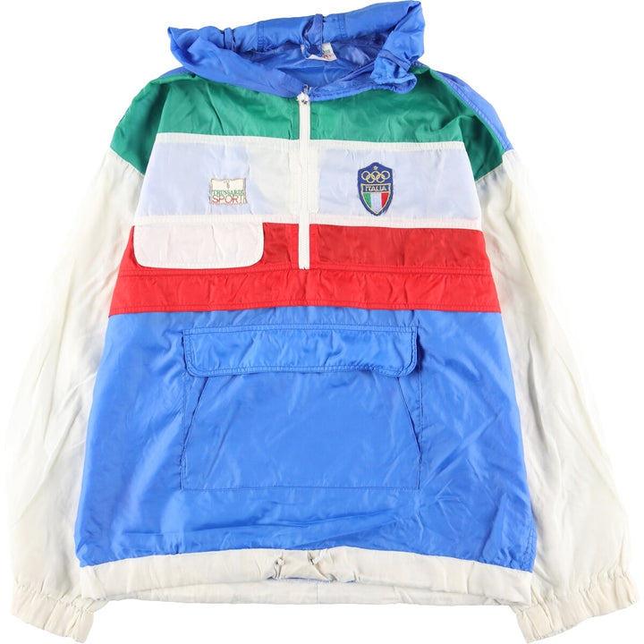 TRUSSARDI SPORT Italian Olympic Team Half-Zip Anorak Parka, Made in Italy, Men's XL unclear multicolor Vintage Second Hand