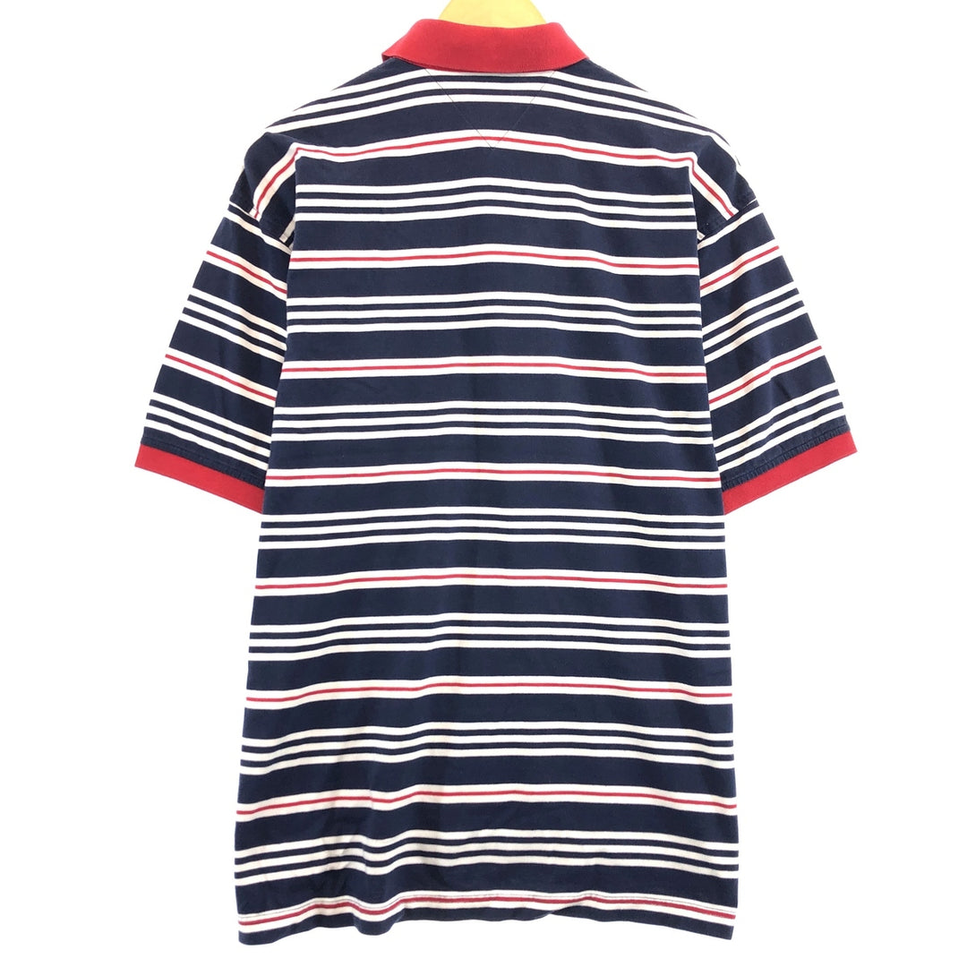 90'S Tommy Hilfiger short sleeve striped polo shirt, men's size L, vintage cotton navy blue type Vintage Second Hand