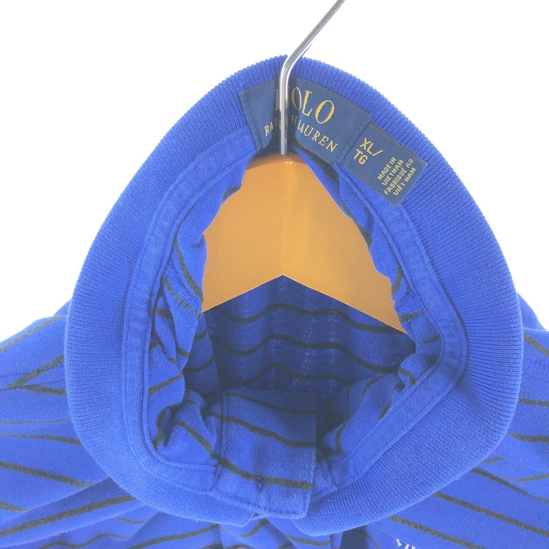Ralph Lauren POLO RALPH LAUREN long-sleeved striped polo shirt, men's size XL cotton blue type Vintage Second Hand