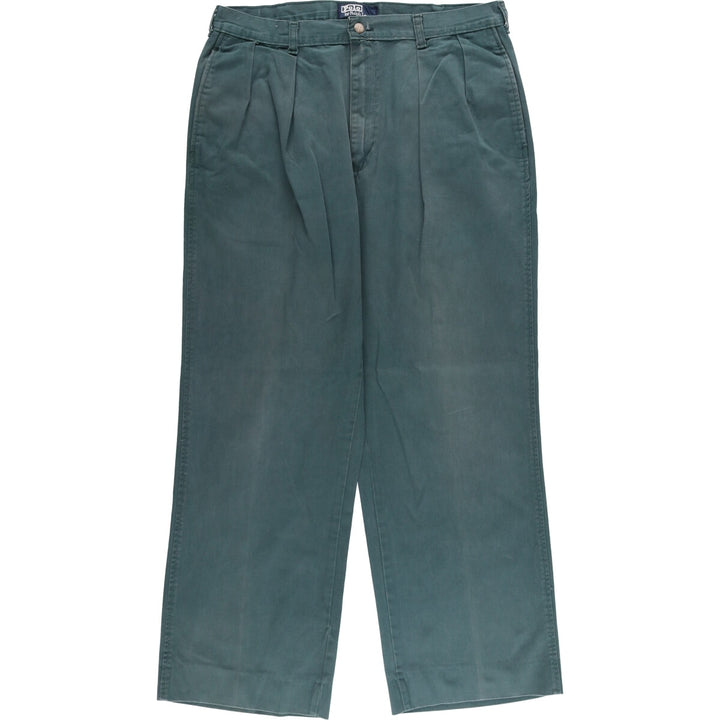 90'S Ralph Lauren POLO by Ralph Lauren Two-pleat Chino Pants Made in USA Men's W34 Vintage cotton Green type dark green Vintage Second Hand