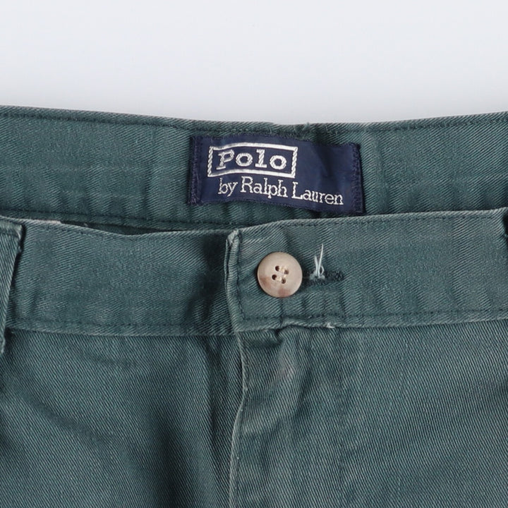 90'S Ralph Lauren POLO by Ralph Lauren Two-pleat Chino Pants Made in USA Men's W34 Vintage cotton Green type dark green Vintage Second Hand