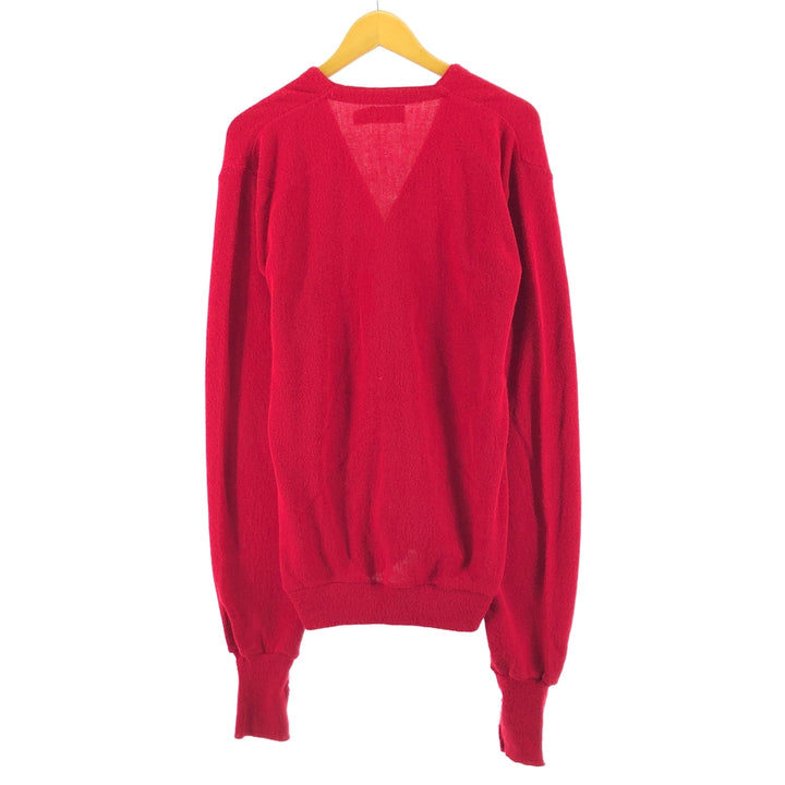 80'S THE FOX COLLECTION Acrylic Knit Cardigan Made in USA Men's L Size Vintage Oron Acrylic red type Vintage Second Hand