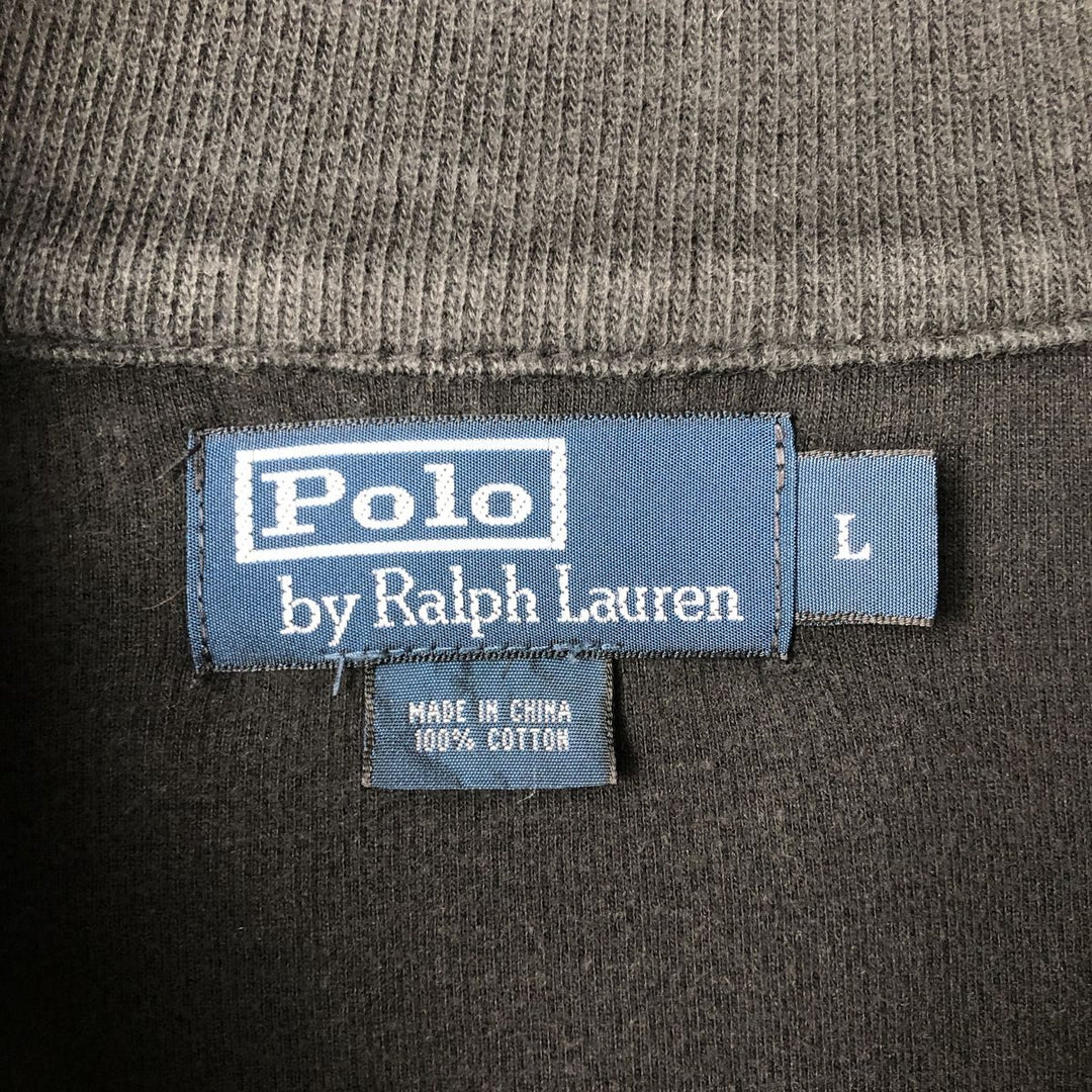 Ralph Lauren POLO by Ralph Lauren Half-Zip Sweatshirt, Men's Size L cotton black type Vintage Second Hand