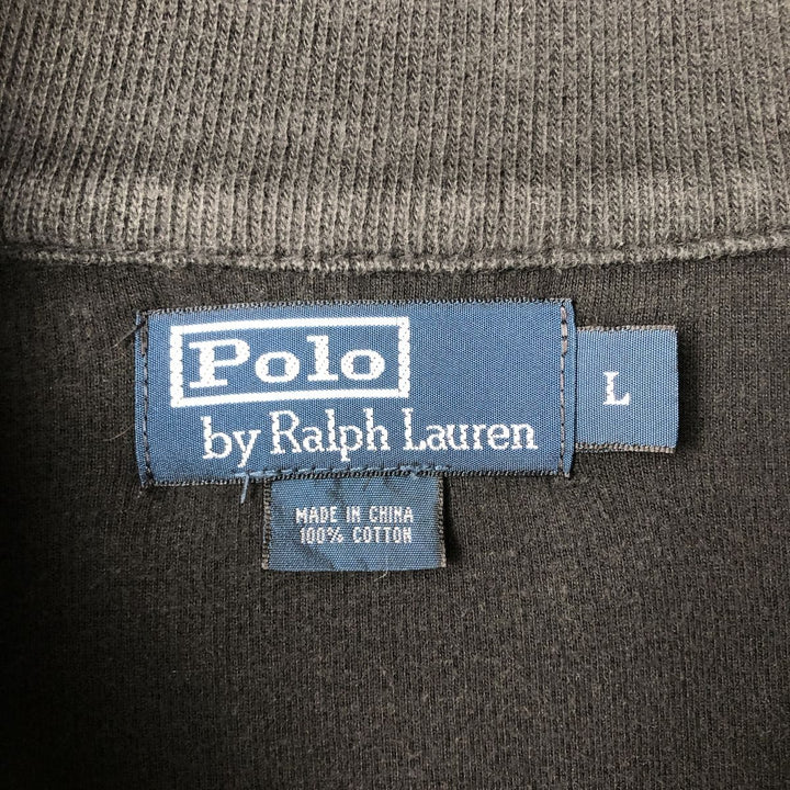 Ralph Lauren POLO by Ralph Lauren Half-Zip Sweatshirt, Men's Size L cotton black type Vintage Second Hand