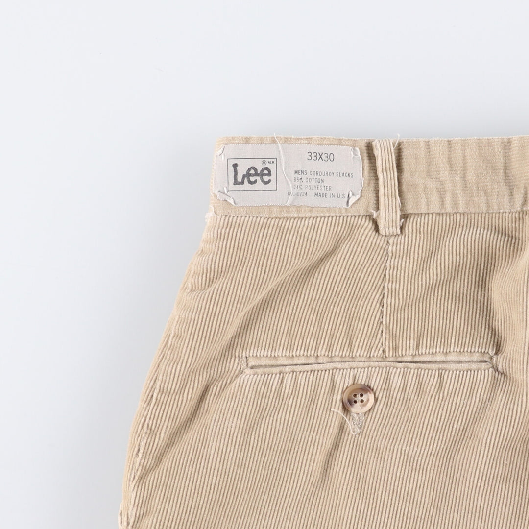 Vintage Lee corduroy pants, made in the USA, men's size W33. cotton Beige type Vintage Second Hand