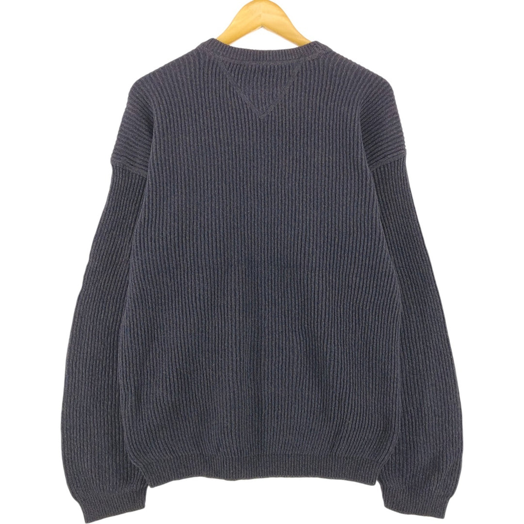 Vintage 90'S Tommy Hilfiger cotton knit sweater, size L, men's size L cotton gray type Vintage Second Hand