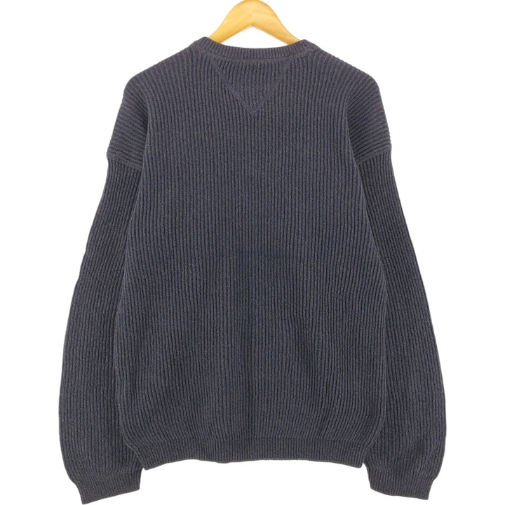 Vintage 90'S Tommy Hilfiger cotton knit sweater, size L, men's size L cotton gray type Vintage Second Hand
