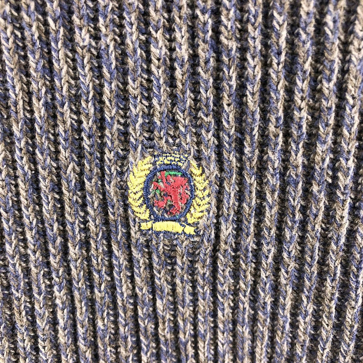 Vintage 90'S Tommy Hilfiger cotton knit sweater, size L, men's size L cotton gray type Vintage Second Hand