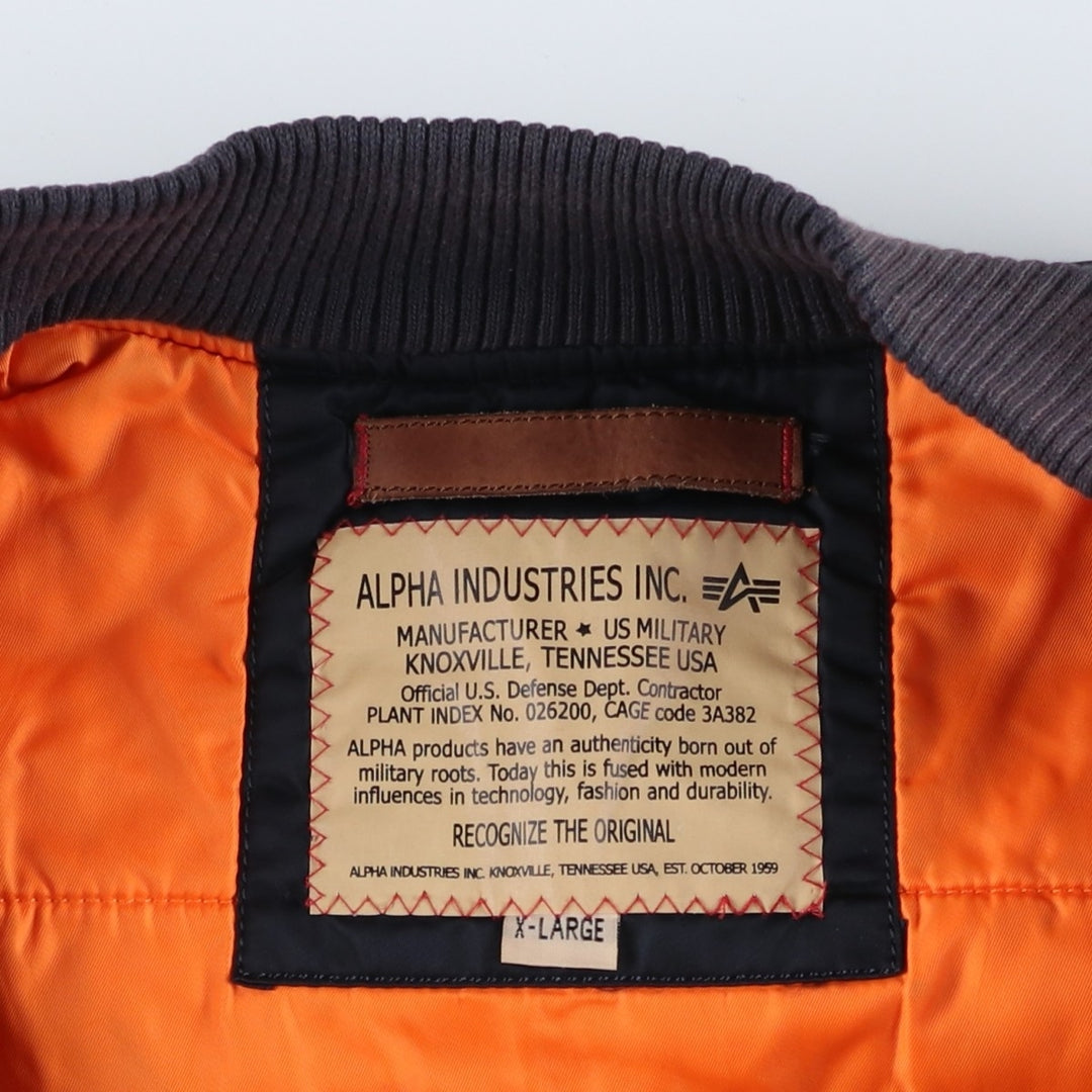 Civilian Alpha MA-1 type padded military flight jacket, men's XL size Nylon navy blue type Vintage Second Hand