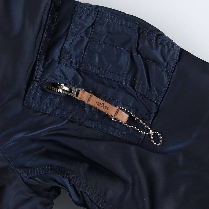 Civilian Alpha MA-1 type padded military flight jacket, men's XL size Nylon navy blue type Vintage Second Hand