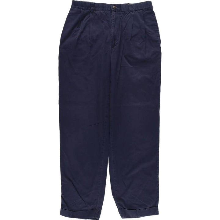 Ralph Lauren POLO by Ralph Lauren Two-pleat Chino Pants for Men, W34 equivalent cotton navy blue type Vintage Second Hand