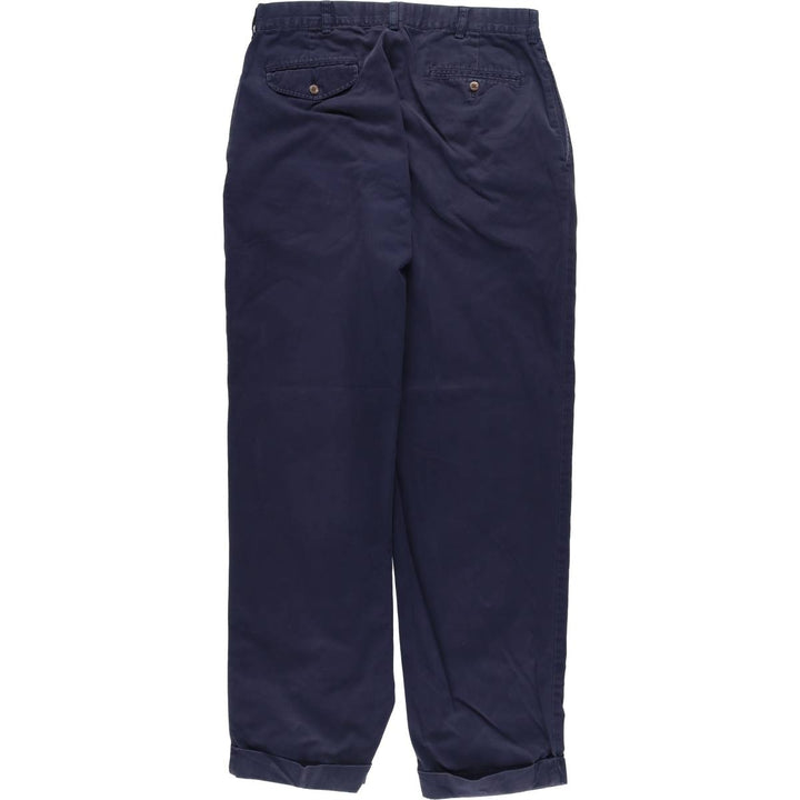 Ralph Lauren POLO by Ralph Lauren Two-pleat Chino Pants for Men, W34 equivalent cotton navy blue type Vintage Second Hand
