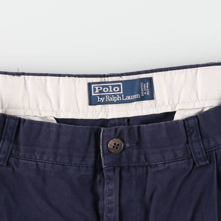 Ralph Lauren POLO by Ralph Lauren Two-pleat Chino Pants for Men, W34 equivalent cotton navy blue type Vintage Second Hand