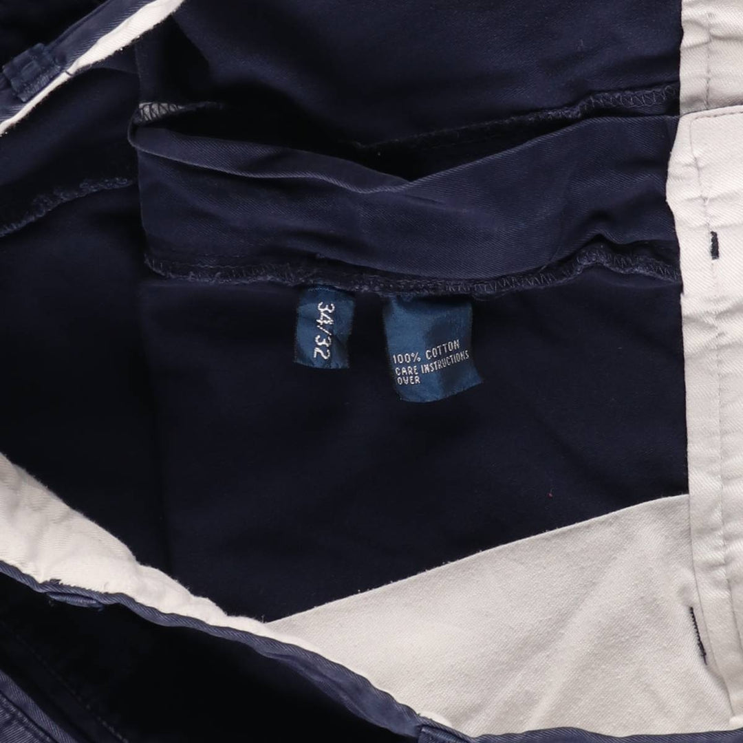 Ralph Lauren POLO by Ralph Lauren Two-pleat Chino Pants for Men, W34 equivalent cotton navy blue type Vintage Second Hand