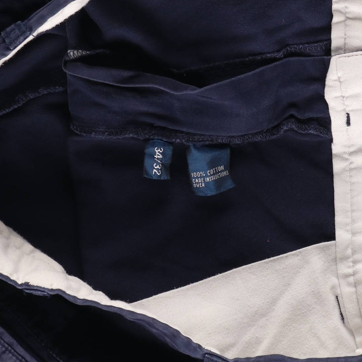 Ralph Lauren POLO by Ralph Lauren Two-pleat Chino Pants for Men, W34 equivalent cotton navy blue type Vintage Second Hand