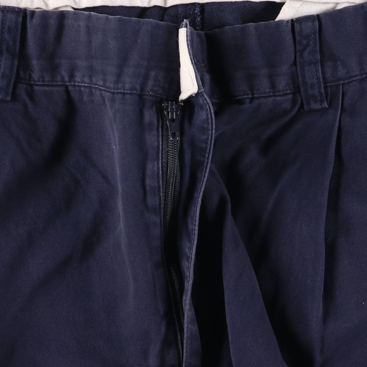Ralph Lauren POLO by Ralph Lauren Two-pleat Chino Pants for Men, W34 equivalent cotton navy blue type Vintage Second Hand