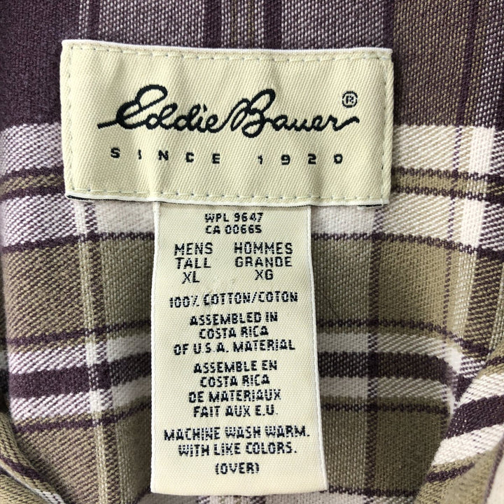 90'S Eddie Bauer Long Sleeve Button-Down Check Shirt, Men's XL, Vintage cotton purple type Vintage Second Hand