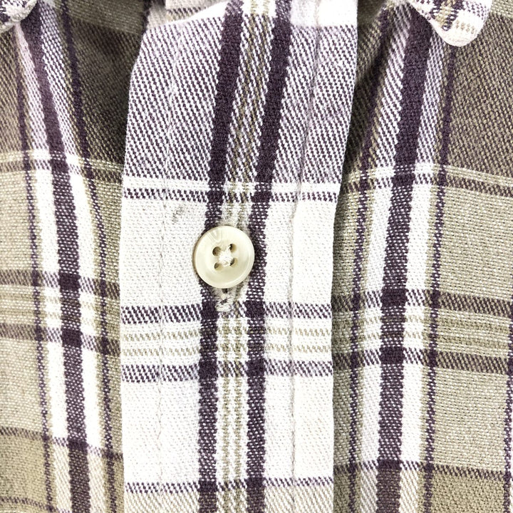 90'S Eddie Bauer Long Sleeve Button-Down Check Shirt, Men's XL, Vintage cotton purple type Vintage Second Hand