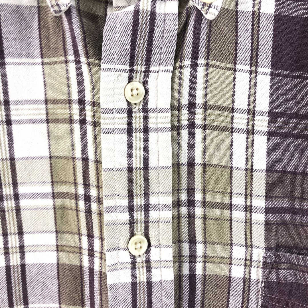 90'S Eddie Bauer Long Sleeve Button-Down Check Shirt, Men's XL, Vintage cotton purple type Vintage Second Hand