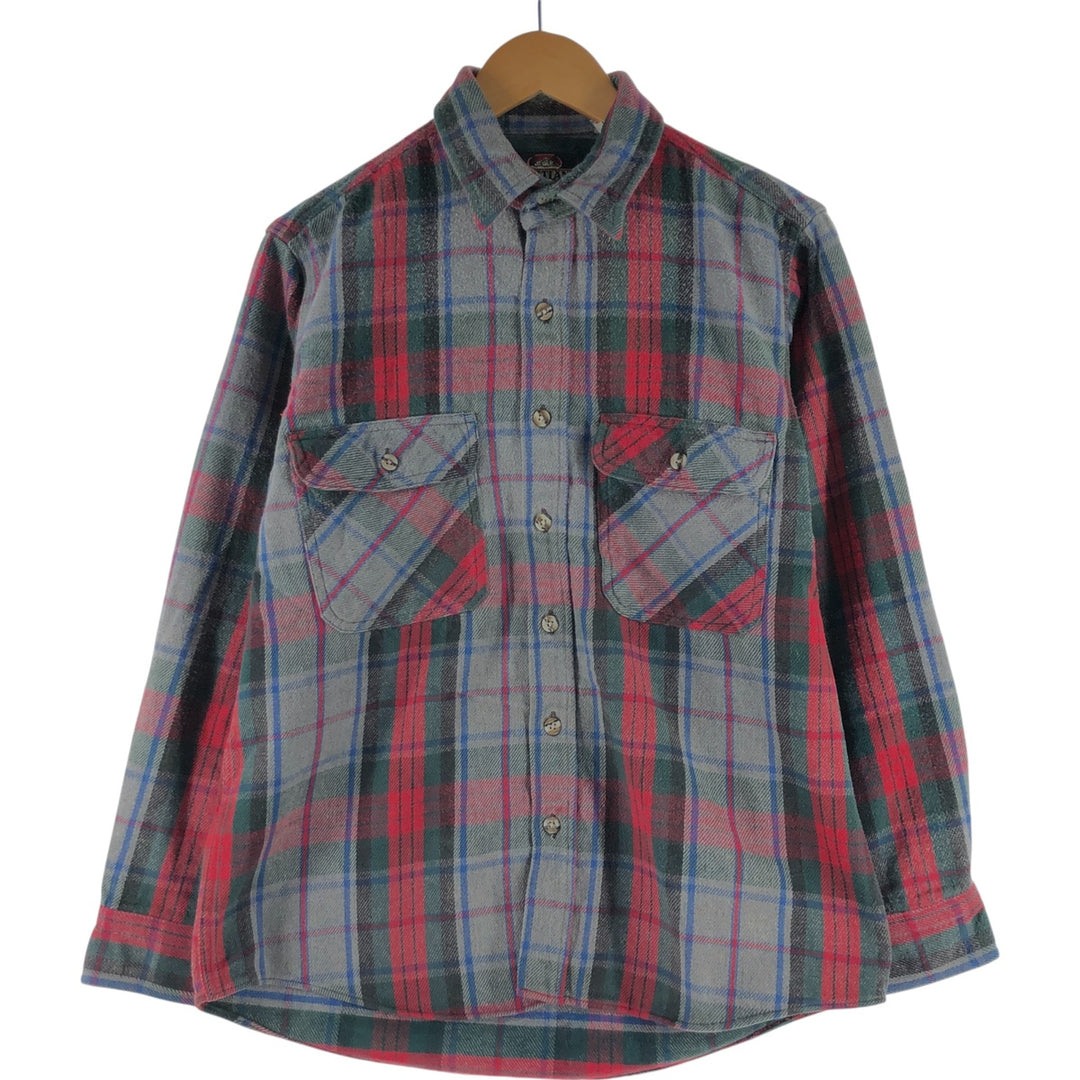 90'S GREATLAND APPAREL Long Sleeve Flannel Check Shirt Men's M Size Vintage unclear gray type Vintage Second Hand