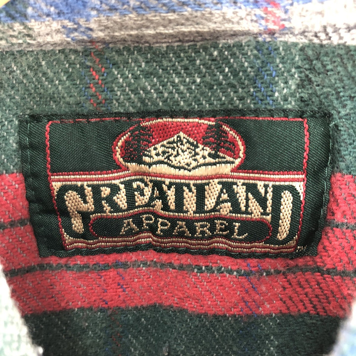 90'S GREATLAND APPAREL Long Sleeve Flannel Check Shirt Men's M Size Vintage unclear gray type Vintage Second Hand