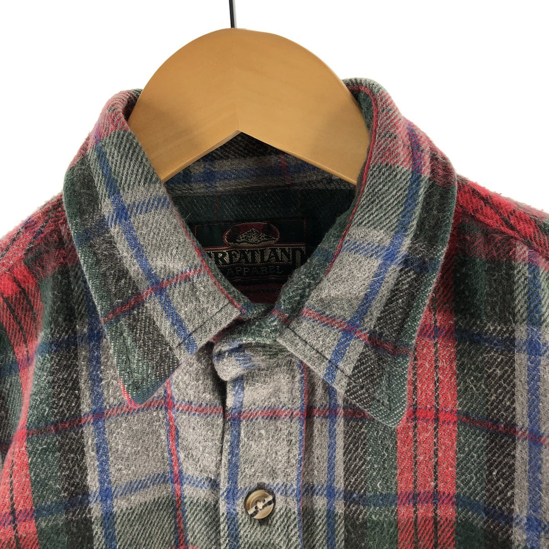 90'S GREATLAND APPAREL Long Sleeve Flannel Check Shirt Men's M Size Vintage unclear gray type Vintage Second Hand