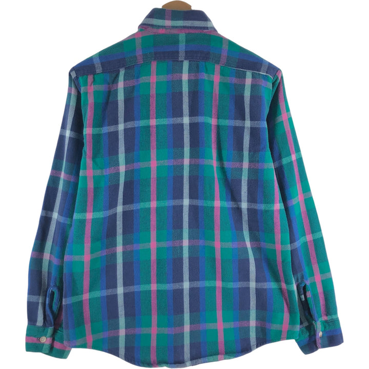 80'S Five Brother Long Sleeve Flannel Check Shirt Made in USA Men's M Vintage cotton blue type Vintage Second Hand