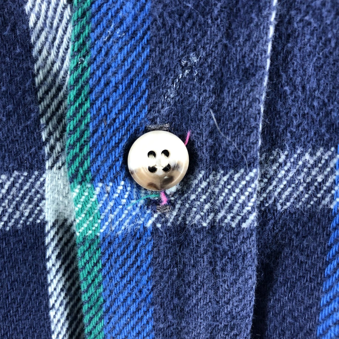 80'S Five Brother Long Sleeve Flannel Check Shirt Made in USA Men's M Vintage cotton blue type Vintage Second Hand