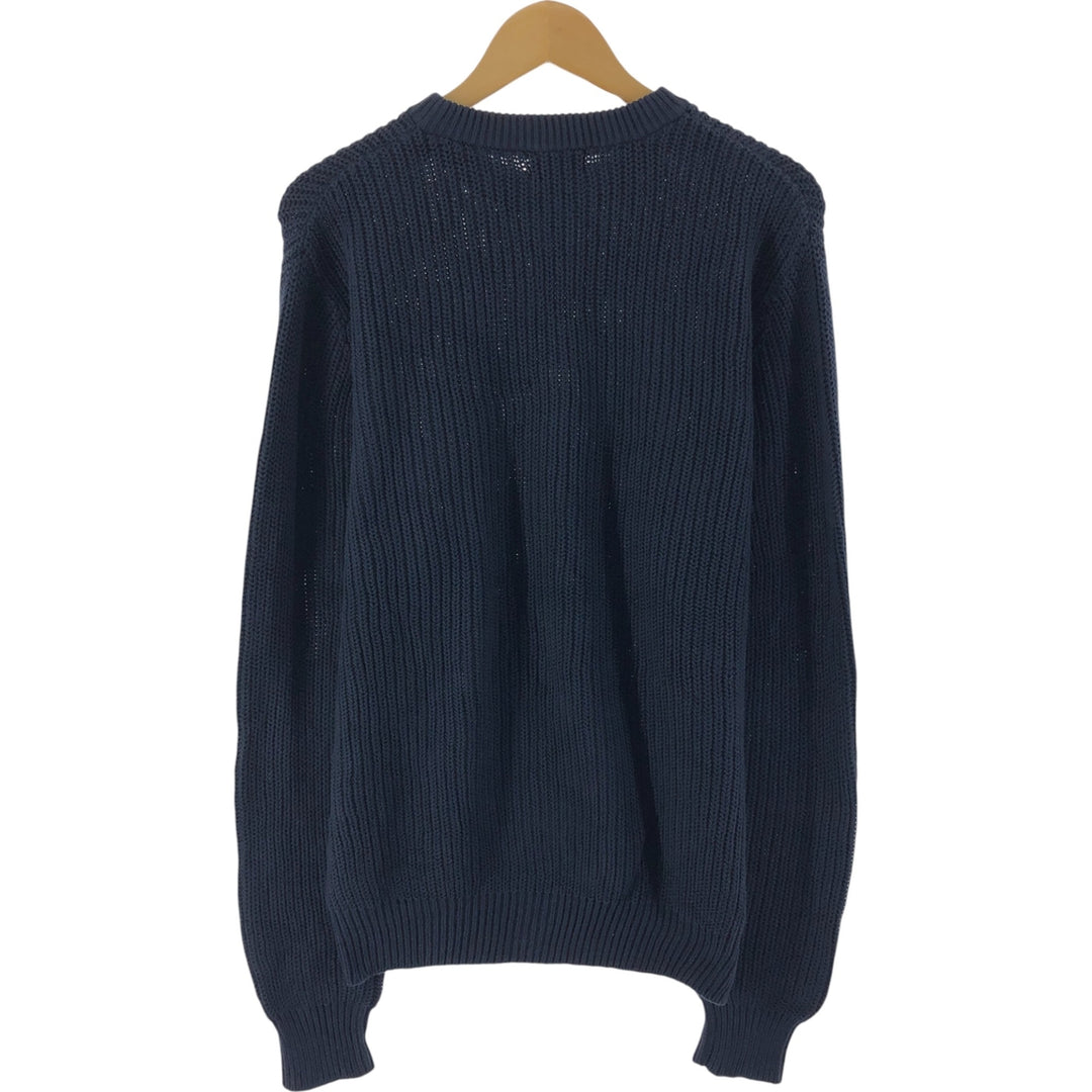 LLBean Cotton Knit Sweater, Men's Size M cotton navy blue type Vintage Second Hand
