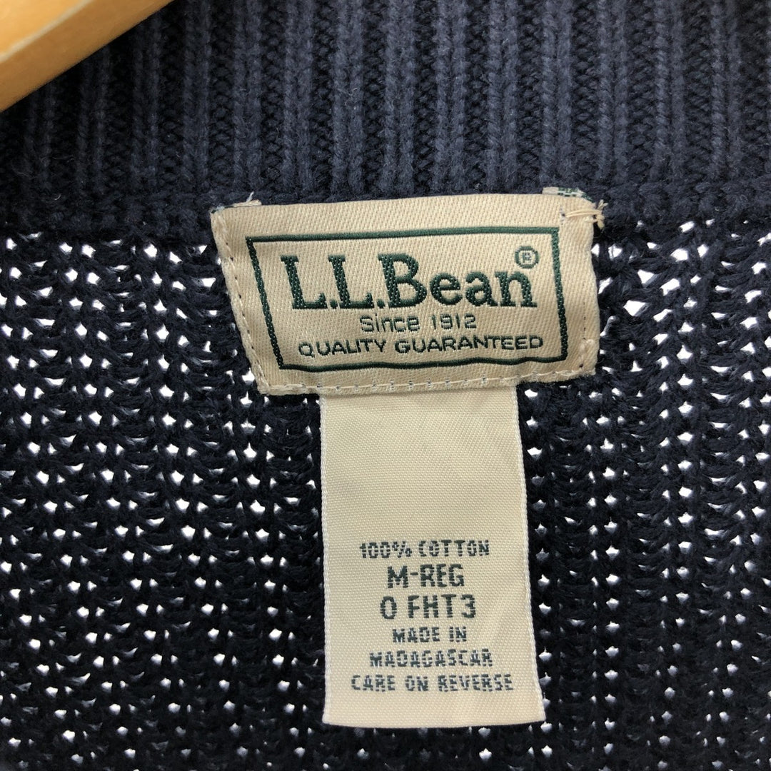 LLBean Cotton Knit Sweater, Men's Size M cotton navy blue type Vintage Second Hand