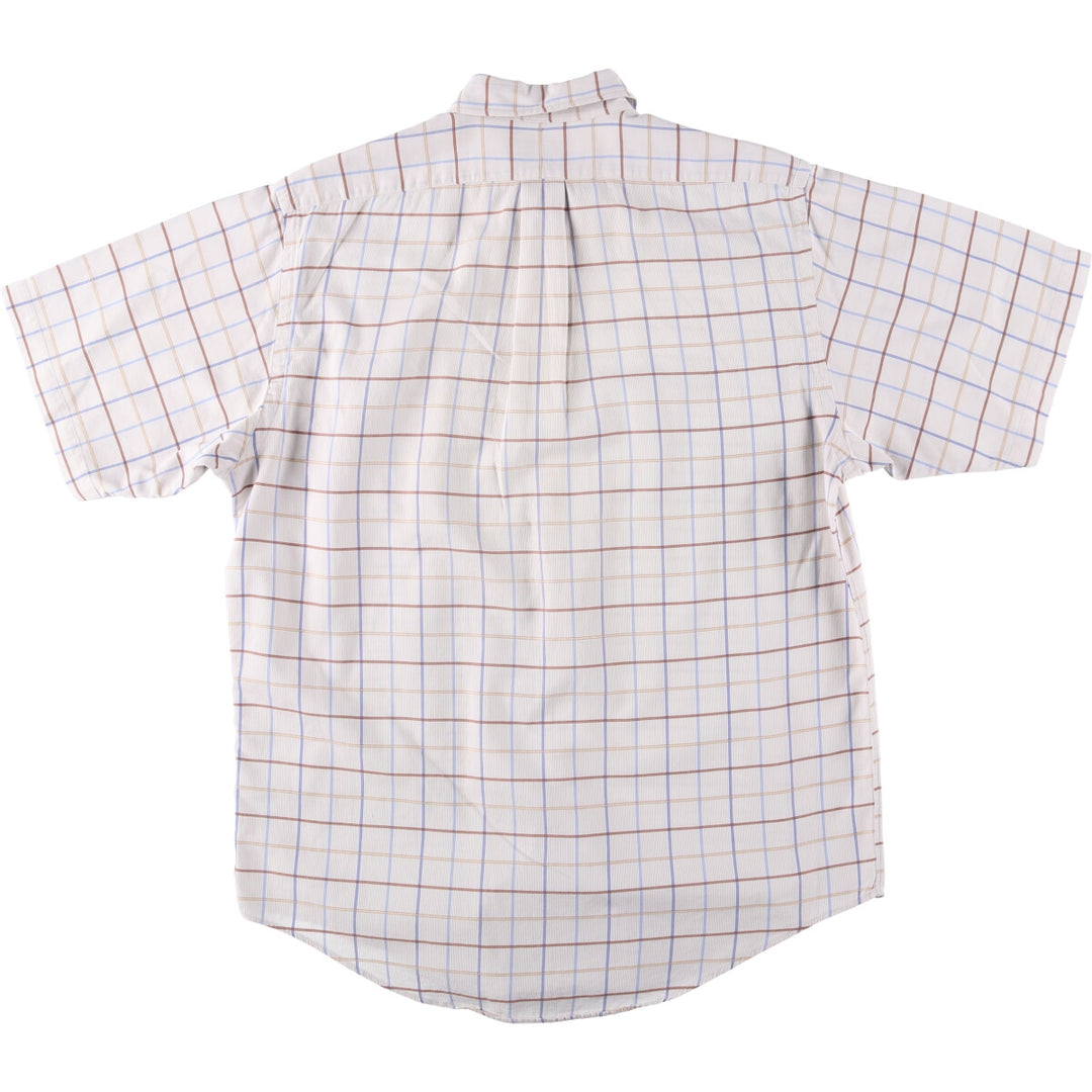Ralph Lauren YARMOUTH short sleeve button down check shirt, men's size L cotton white type Vintage Second Hand