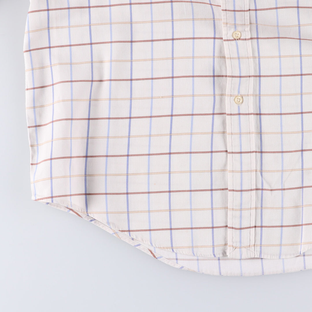 Ralph Lauren YARMOUTH short sleeve button down check shirt, men's size L cotton white type Vintage Second Hand