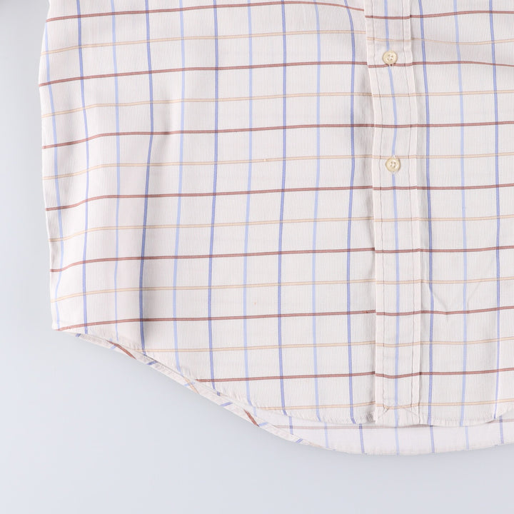 Ralph Lauren YARMOUTH short sleeve button down check shirt, men's size L cotton white type Vintage Second Hand