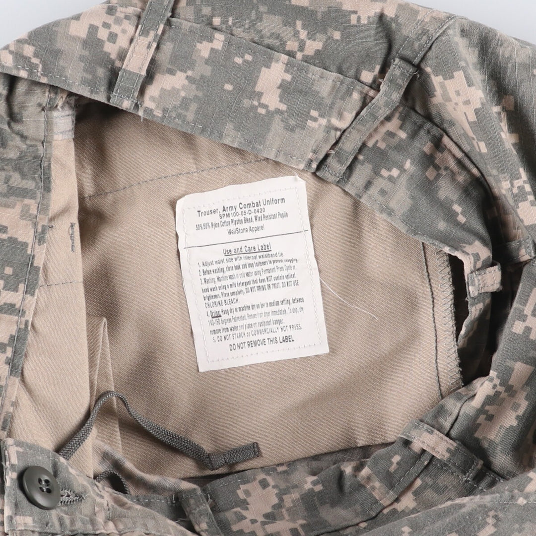 00'S US Military Camouflage Pattern ACU Digital Camo Ripstop Military Cargo Pants Made in USA SMALL-REGULAR Men's S Size cotton gray type Vintage Second Hand