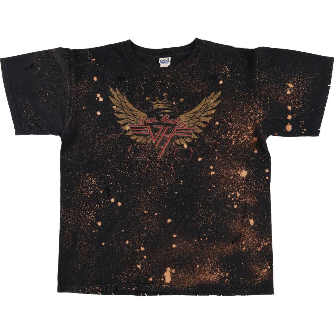 00'S Anvil VAN HALEN Van Halen bleached band T-shirt, men's M size cotton black type Vintage Second Hand
