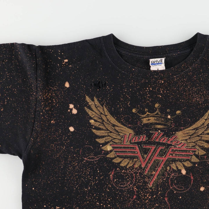00'S Anvil VAN HALEN Van Halen bleached band T-shirt, men's M size cotton black type Vintage Second Hand