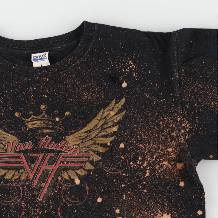 00'S Anvil VAN HALEN Van Halen bleached band T-shirt, men's M size cotton black type Vintage Second Hand