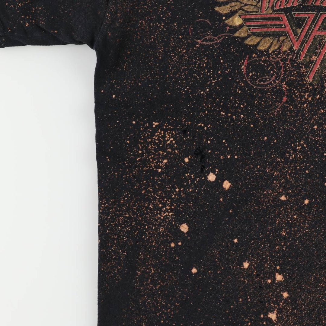 00'S Anvil VAN HALEN Van Halen bleached band T-shirt, men's M size cotton black type Vintage Second Hand