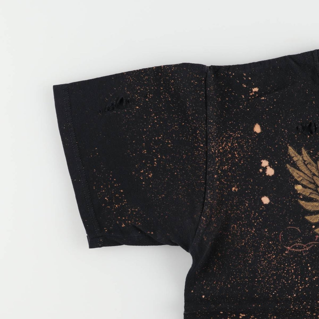 00'S Anvil VAN HALEN Van Halen bleached band T-shirt, men's M size cotton black type Vintage Second Hand