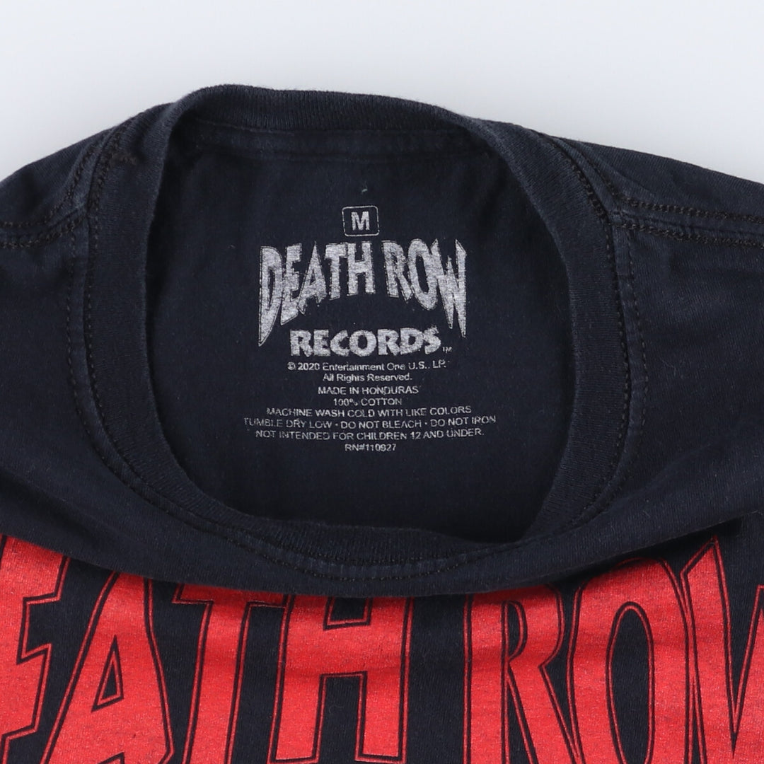 DEATH ROW RECORDS Rap T-shirt, Men's M size cotton black type Vintage Second Hand