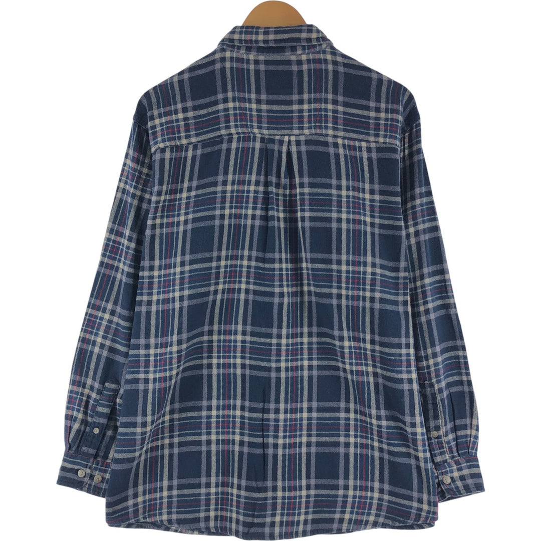 Wrangler Long Sleeve Button Down Light Flannel Check Shirt Men's XL cotton navy blue type Vintage Second Hand