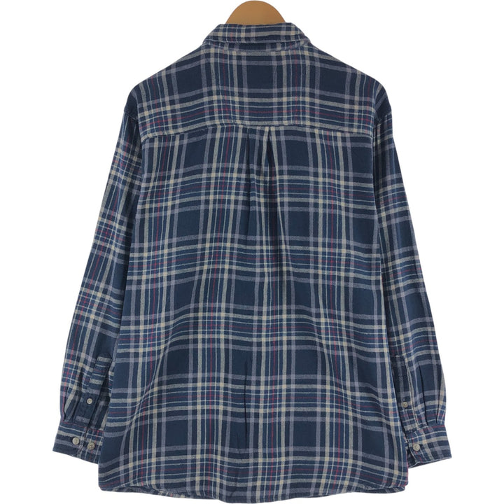Wrangler Long Sleeve Button Down Light Flannel Check Shirt Men's XL cotton navy blue type Vintage Second Hand