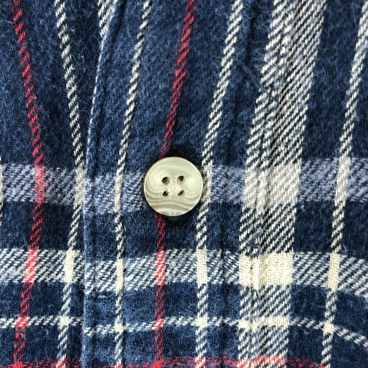 Wrangler Long Sleeve Button Down Light Flannel Check Shirt Men's XL cotton navy blue type Vintage Second Hand