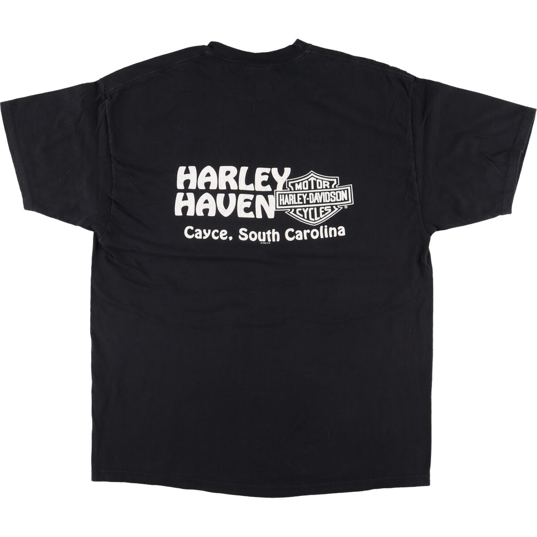 00'S Harley-Davidson Motorcycle Bike T-shirt Made in USA Men's XL cotton black type Vintage Second Hand