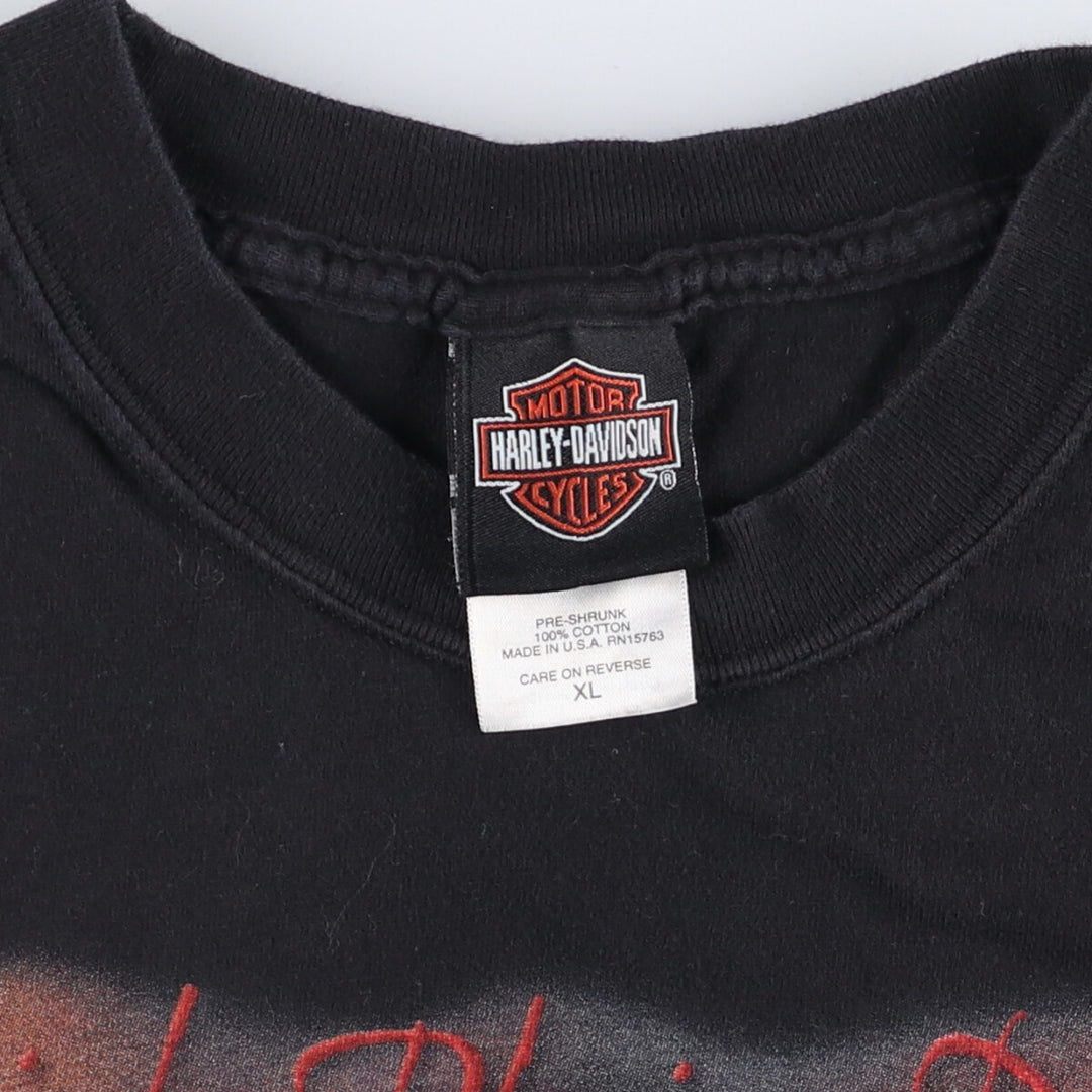 00'S Harley-Davidson Motorcycle Bike T-shirt Made in USA Men's XL cotton black type Vintage Second Hand